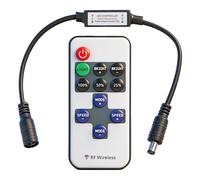 11 Key RF Wireless Remote Control for Single Colour LED Strips, Mini LED Strip Controller with 5.5mm x 2.1mm DC Jack, 5V to 24V LED Dimmer Remote, Universal RF LED Strip Light Controller