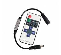 11 Key Wireless Remote Control, RF Wireless Remote Control with DC Connector, 5-24V Mini Wireles Remote Controller, for Single Color 3528 5050 LED Strip [Energy Class A](Black, 1PCS)