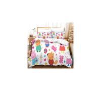 (11, King) Kids Cartoon 3D Peppa Pig Duvet Cover Pillowcase Single Double Bedding Set Gift