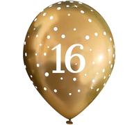 11" Latex Balloons Sparkling Fizz Gold 16th x 6pcs