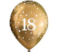 11" Latex Balloons Sparkling Fizz Gold 18th x 6pcs