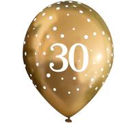 11" Latex Balloons Sparkling Fizz Gold 30th x 6pcs