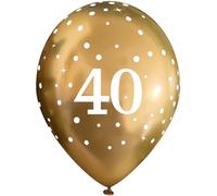 11" Latex Balloons Sparkling Fizz Gold 40th x 6pcs