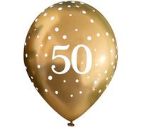 11" Latex Balloons Sparkling Fizz Gold 50th x 6pcs