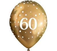 11" Latex Balloons Sparkling Fizz Gold 60th x 6pcs