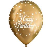 11" Latex Balloons Sparkling Fizz Gold Happy Birthday x 6pcs