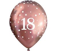 11" Latex Balloons Sparkling Fizz Rose Gold 18th x 6pcs