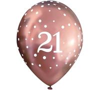 11" Latex Balloons Sparkling Fizz Rose Gold 21st x 6pcs