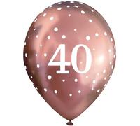 11" Latex Balloons Sparkling Fizz Rose Gold 40th x 6pcs