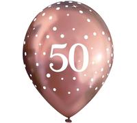 11" Latex Balloons Sparkling Fizz Rose Gold 50th x 6pcs