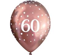 11" Latex Balloons Sparkling Fizz Rose Gold 60th x 6pcs