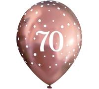11" Latex Balloons Sparkling Fizz Rose Gold 70th x 6pcs