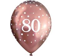 11" Latex Balloons Sparkling Fizz Rose Gold 80th x 6pcs
