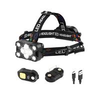 11-LED Head Torch Rechargeable, 25000LM Super Bright Headlamp with 3 in 1 Magnetic Detachable Warning Tail Light, Running Head Torch, Waterproof Adjustable Focus Headlight for Camping, Fishing