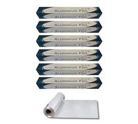 11 Micron Aluminium Foil Roll - 450mm Extra Wide x 50m | Catering Kitchen Foil for Cooking, Baking, Roasting & Food Wrapping | Economy 6 Pack