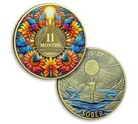 11 Months Sobriety Coin Eleven Months Flower Sobriety Coins Butterfly AA Chips and Medallion Sun Chips Recovery Anniversary Token Sobriety Gifts for Men Women Alcoholics Anonymous Gift