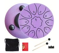 11-Note Steel Tongue Drum - 6 Inch Outdoor Waterproof Rain Drum with Carry Bag, Mallets & Music Book(Purpule)