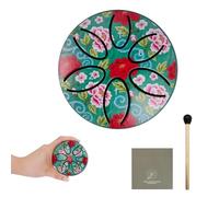 11-Note Steel Tongue Drum - 6 Inch Rain Drum for Garden Outside with Engraved Notes, Carry Bag, Mallets & Music Book (Green,3 Inches)
