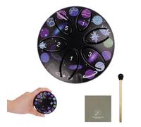 11-Note Steel Tongue Drum - 6 Inch Rain Drum for Garden Outside with Engraved Notes, Carry Bag, Mallets & Music Book (Black,3 Inches)