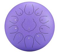 11 Notes 10 Inches C Major Steel Tongue Drum, Percussion Instruments With Music Score, Applicable To Music Education, Mind Healing, Yoga Meditation (Color : Purple)