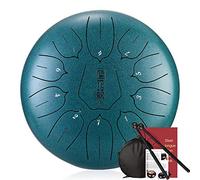 11 Notes 12 Inchs Steel Tongue Drum, For Camping, Meditation, Music Therapy, With Mallets, Finger Picks, Notes Stickers Drum Mallets, Carry Bag (Color : Green)