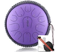 11 Notes Steel Tongue Drum for Kids and Adults, 13" C-Key Handpan Drum Percussion Instrument with Bag, Music Book, Mallets & Finger Picks