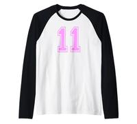 11 Number Eleven Sports Varsity College Girl Matching Raglan Baseball Tee