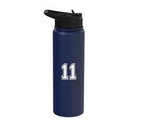 11 Number Eleven Team Sports Graphic Design Matching Varsity Stainless Steel Insulated Water Bottle