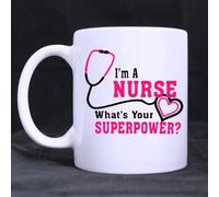 11 Ounce- Funny Novelty Funny Nurse Quotes Mug, I'm A Nurse What's Your Super Power White Ceramic Coffee Mug Cup - Great Gift Item for Anyone/Christmas/Birthday