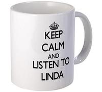 11 ounce Mug - Keep Calm and listen to Linda Mugs - S White "