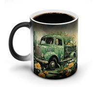11 Oz Color Changing Coffee Mug, Car on Grass Heat Sensitive Ceramic Cup with Handle, Novelty Magic Cup, Dishwasher Safe, Funny Custom Gifts for Coffee Lovers Women Men