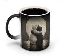 11 Oz Color Changing Coffee Mug, Cat Hugging Heat Sensitive Ceramic Cup with Handle, Novelty Magic Cup, Dishwasher Safe, Funny Custom Gifts for Coffee Lovers Women Men