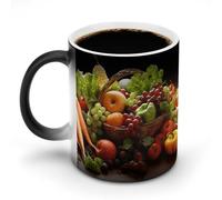 11 Oz Color Changing Coffee Mug, Colorful Various Vegetables And Fruit Heat Sensitive Ceramic Cup with Handle, Novelty Magic Cup, Dishwasher Safe, Funny Custom Gifts for Coffee Lovers Women Men