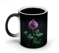 11 Oz Color Changing Coffee Mug, Dreamy Purple Clover Heat Sensitive Ceramic Cup with Handle, Novelty Magic Cup, Dishwasher Safe, Funny Custom Gifts for Coffee Lovers Women Men