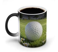 11 Oz Color Changing Coffee Mug, Golf Ball Heat Sensitive Ceramic Cup with Handle, Novelty Magic Cup, Dishwasher Safe, Funny Custom Gifts for Coffee Lovers Women Men