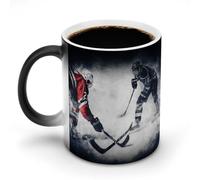 11 Oz Color Changing Coffee Mug, Ice Hockey Art Heat Sensitive Ceramic Cup with Handle, Novelty Magic Cup, Dishwasher Safe, Funny Custom Gifts for Coffee Lovers Women Men