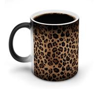 11 Oz Color Changing Coffee Mug, Leopard Print Heat Sensitive Ceramic Cup with Handle, Novelty Magic Cup, Dishwasher Safe, Funny Custom Gifts for Coffee Lovers Women Men