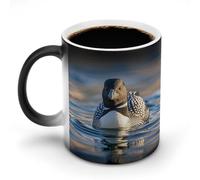 11 Oz Color Changing Coffee Mug, Loon Birds Heat Sensitive Ceramic Cup with Handle, Novelty Magic Cup, Dishwasher Safe, Funny Custom Gifts for Coffee Lovers Women Men