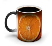 11 Oz Color Changing Coffee Mug, Orange Slice Heat Sensitive Ceramic Cup with Handle, Novelty Magic Cup, Dishwasher Safe, Funny Custom Gifts for Coffee Lovers Women Men