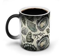 11 Oz Color Changing Coffee Mug, Oysters And Shells Heat Sensitive Ceramic Cup with Handle, Novelty Magic Cup, Dishwasher Safe, Funny Custom Gifts for Coffee Lovers Women Men