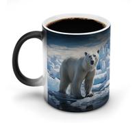 11 Oz Color Changing Coffee Mug, Polar Bear Ice Heat Sensitive Ceramic Cup with Handle, Novelty Magic Cup, Dishwasher Safe, Funny Custom Gifts for Coffee Lovers Women Men