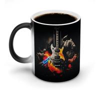 11 Oz Color Changing Coffee Mug, Rock Music Heat Sensitive Ceramic Cup with Handle, Novelty Magic Cup, Dishwasher Safe, Funny Custom Gifts for Coffee Lovers Women Men