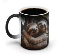 11 Oz Color Changing Coffee Mug, Sloths Hugging Heat Sensitive Ceramic Cup with Handle, Novelty Magic Cup, Dishwasher Safe, Funny Custom Gifts for Coffee Lovers Women Men