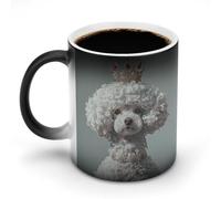 11 Oz Color Changing Coffee Mug, White Poodle Heat Sensitive Ceramic Cup with Handle, Novelty Magic Cup, Dishwasher Safe, Funny Custom Gifts for Coffee Lovers Women Men