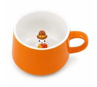 11 oz Ghost Inside Ceramic Coffee Mug - Orange Halloween Cup with Hidden Ghost Figurine Surprise, Cute Spooky Tea Mug for Gifts, Home Decor, Office Desk, Birthday, Couples, and Table Decorations