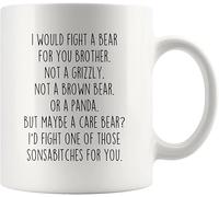 11 Oz Novelty Drinking Cup Funny Brother Gifts I Would Fight A Bear for You Mug Gifts for Brother Coffee Mug Or Office Tea Cups
