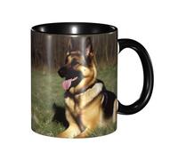 11 OZ Porcelain Coffee Mug with Handle, German Shepherd Dog Coffee Cup for Office and Home, Latte Drink Cup for Coffee Tea and Milk, Colorful Inside Ceramic Tea Cups for Men Women Mug Lovers