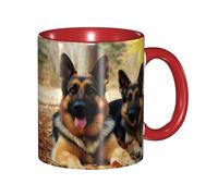 11 OZ Porcelain Coffee Mug with Handle, German Shepherd Dog Coffee Cup for Office and Home, Latte Drink Cup for Coffee Tea and Milk, Colorful Inside Ceramic Tea Cups for Men Women Mug Lovers