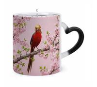 11 Oz Red-Bellied Pheasant Color Changing Coffee Mug, Heat Sensitive Ceramic Cup with Heart Handle, Novelty Magic Cup, Dishwasher Safe, Funny Custom Gifts for Coffee Lovers Women Men