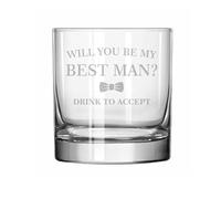 11 oz Rocks Whiskey Old Fashioned Glass Gift Drink To Accept Will You Be My Best Man Proposal Funny